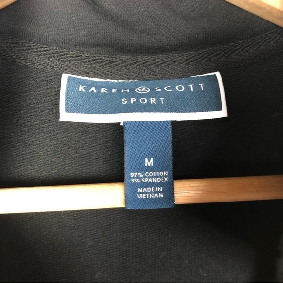Karen Scott Sport Black Full Zip Mock Neck Knit Jacket M - Picture 5 of 5